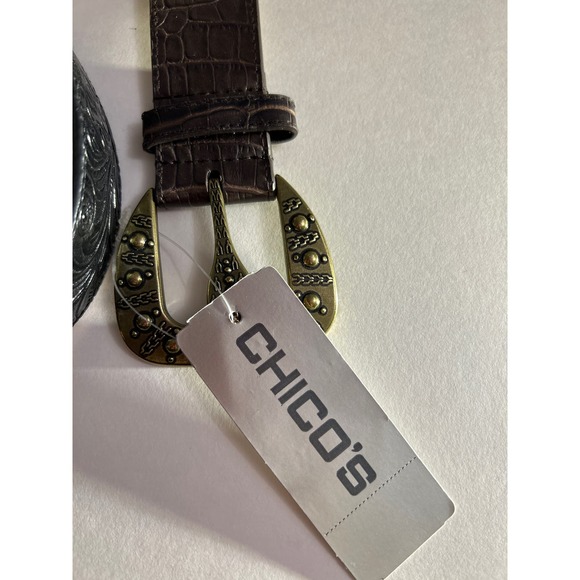 Chicos genuine leather belt 79984 Leopard Print Embossed Leather and Brass NWT - Picture 10 of 10